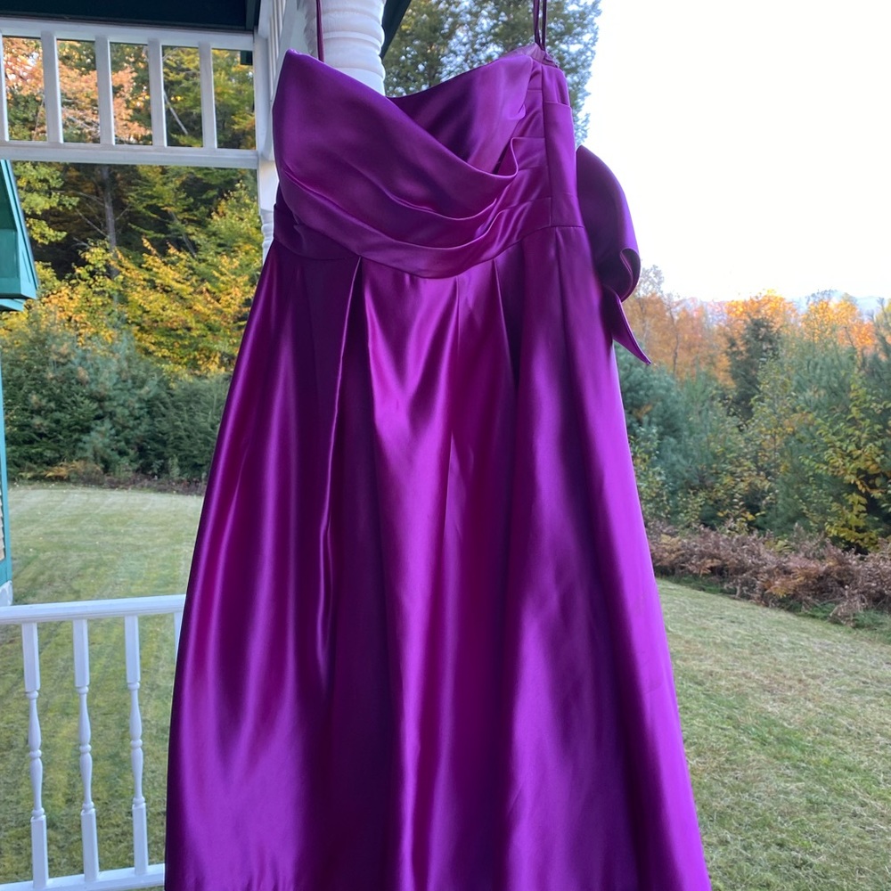 Melissa Sweet Fuchsia Bow-Back Strapless Bridesmaid Dress